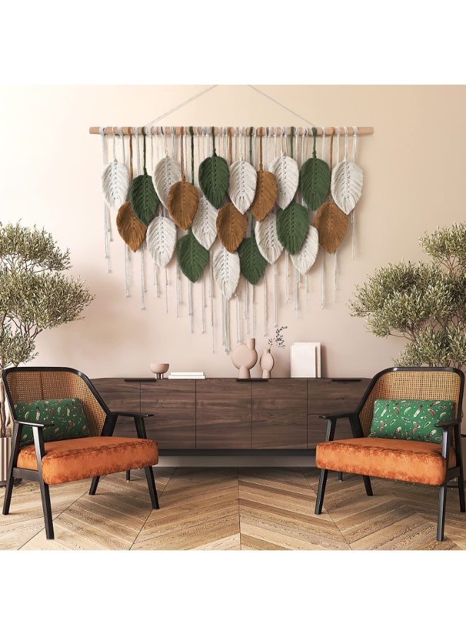 KISSUN Large Wall Hanging Tapestry, Boho Macrame Woven Handmade Tassel Leaf Tapestry, Bohemian Wall Art Decor for Bedroom, Living Room, Gallery Background - Image 4